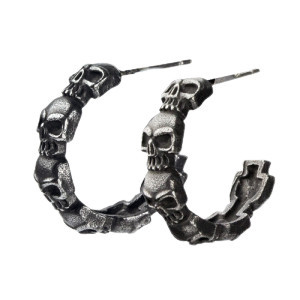 Cercei rotunzi din otel inoxidabil Cranii 2.2cm - Img 1