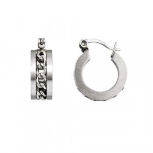 Cercei rotunzi din otel inoxidabil Infinity chain - argintiu 1.4cm