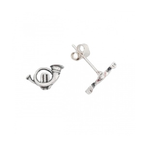 Cercei Trompeta din argint 925, cu tija si fluturas, 10 x 7 mm