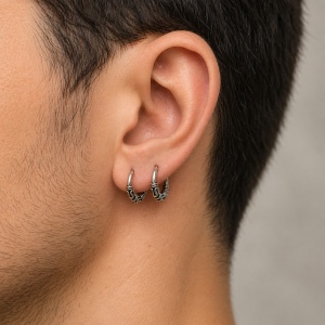 Cercel argint 925 creola mica 12 mm – cercel rotund tribal Bali, unisex - Img 3