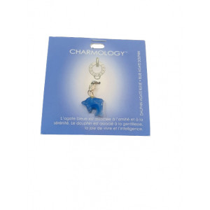 Charm in forma de Delfin din Agata albastra, talisman pentru Pace interioara si curaj - Img 2
