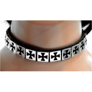 Choker piele naturala Crucea de Fier 1.8cm - Img 2