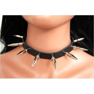 Choker piele naturala cu tinte Killer Studs 3.5cm - Img 2