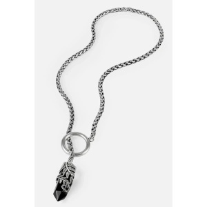 Colier Dark Forest Crystal Fern O-Ring cu cristal negru placat cu argint 925 - Img 2