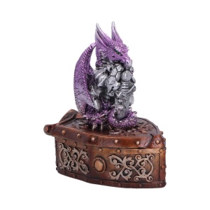 Cutie pentru bijuterii dragon violet Hoard Protector – decor gotic fantasy ( 13.8 cm ) - Img 4