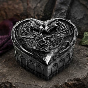 Cutie pentru bijuterii dragoni Dark Heart – decor gotic fantasy ( 6.8 cm ) - Img 7