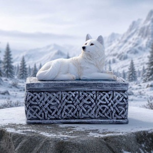 Cutie pentru bijuterii lup Ghost Wolf – decor gotic fantasy ( 10 cm ) - Img 7