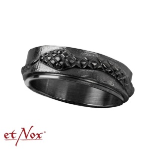 Inel antistres din otel inoxidabil Black Snake cu zirconii negre