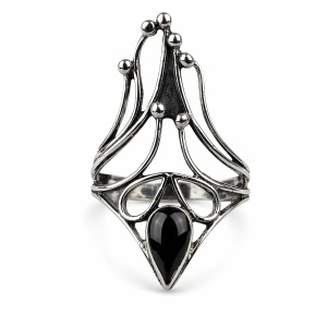Inel argint 925 cu onix negru Black Nail – inel statement gotic dama