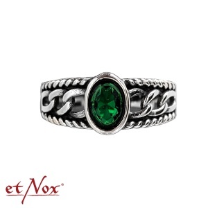 Inel din otel inoxidabil cu zirconiu verde Lanturi, latime 0.8 cm - Img 2