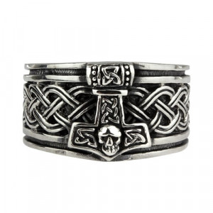Inel otel inoxidabil Ciocanul lui Thor cu Nod Celtic 1.3cm - Img 1