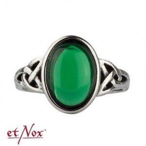 Inel otel inoxidabil Nod celtic cu cristal verde 1.4mm - Img 3