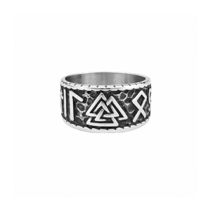 Inel viking din otel inoxidabil Nodul lui Odin (Valknut)