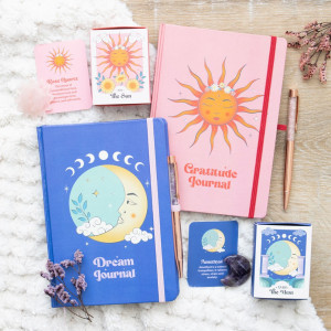 Jurnal pentru recunostinta si pix cu quartz roz The sun - Celestial Dreams - Img 2