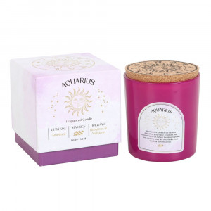 Lumanare zodiacala cu bucatele Ametist - Varsator (aroma bergamota si mandarina)