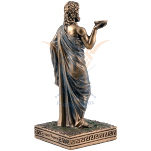 Mini statueta Aesculap (Asclepios) – Zeul Grec al Medicinei, finisaj bronz, 9 cm - Img 2