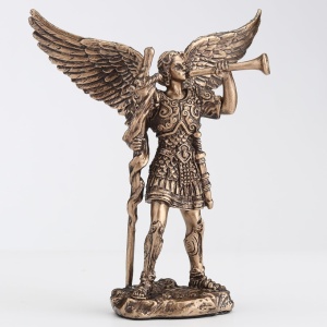Mini statueta Arhanghelul Gabriel, finisaj bronz, 10 cm - Img 2