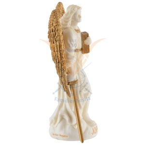 Mini statueta Arhanghelul Jophiel, finisaj alb marmura si auriu, 9 cm - Img 8