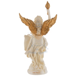 Mini statueta Arhanghelul Uriel, finisaj alb marmura si auriu, 11 cm - Img 6