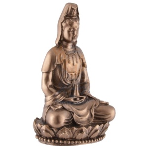 Mini statueta finisaj bronz zeita asiatica Guan Yi, zeita compasiunii 8 cm - Img 3