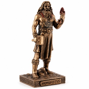 Mini statueta Hephaistos – Zeul Focului si al Fierariei, finisaj bronz, mitologia greaca 9 cm