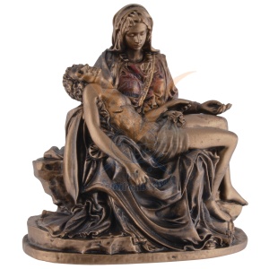 Mini statueta Pieta - Michelangelo, finisaj bronz, 7 cm - Img 2