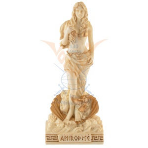 Mini statueta rasina cu finisaj alb marmura, mitologia greaca, Afrodita, zeita frumusetii