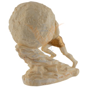 Mini statueta rasina cu finisaj alb marmura, mitologia greaca, Sisif si Lupta Eterna - Img 4