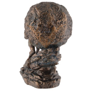 Mini statueta rasina cu finisaj bronz, mitologia greaca, Sisif si Lupta Eterna - Img 8