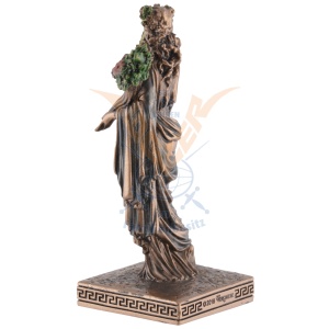 Mini statueta rasina cu finisaj bronz, mitologia greaca, zeita recoltei Demeter - Img 6