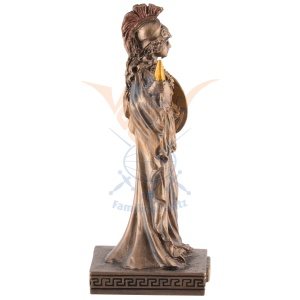 Mini statueta rasina cu finisaj bronz, mitologia greaca, zeita intelepciunii Atena - Img 3