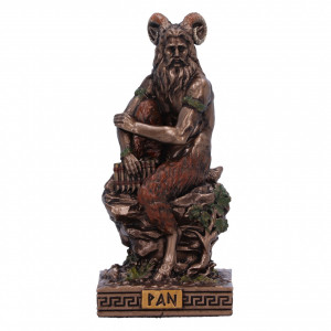 Mini statueta zeul grec Pan cu naiul in mana, 8.3 cm