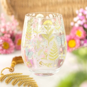 Pahar de sticla imprimat Luna Bloom, capacitate 450 ml - Img 4