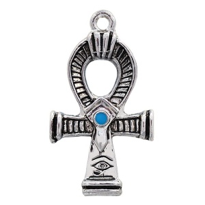 Pandantiv Ankh cu Ochiul lui Horus placat cu argint – talisman egiptean pentru protectie, 5 cm - Img 2