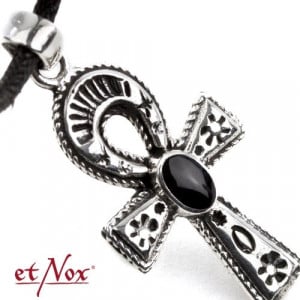 Pandantiv Ankh egiptean cu onix – talisman pentru protectie si prosperitate, argint, 3 cm - Img 2