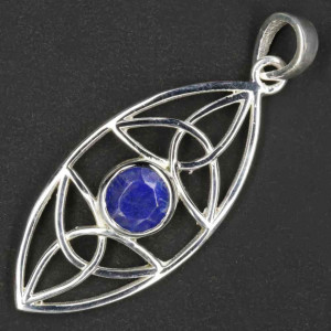 Pandantiv argint cu piatra semipretioasa Noduri celtice cu Lapis Lazuli 4cm