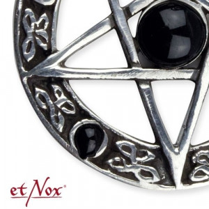Pandantiv argint Pentagrama Neagra Inversata 3cm - Img 3