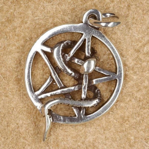 Pandantiv argint Sarpe incolacit pe pentagrama 3.8cm - Img 3