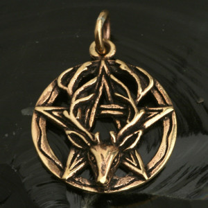 Pandantiv bronz Cerb cu pentagrama 3.5cm