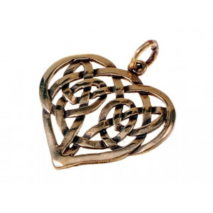 Pandantiv bronz placat Inima celtica cu model de noduri