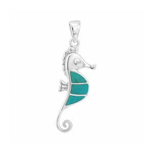 Pandantiv Calut de mare, argint cu turcoaz – grija si devotament, 2.5 cm