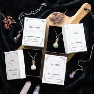 Pandantiv cu cristale de quartz roz in sticluta, talisman pentru iubire, Rose Quartz Crystal Potion - Img 7