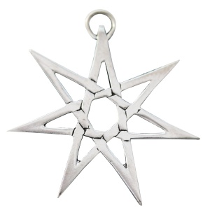 Pandantiv cu lantisor placate cu argint Sigils of The Craft - Heptagrama 3 cm
