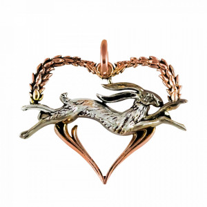 Pandantiv cu lantisor Witches Familiars - Iepure, placat cu argint, talisman pentru intuitie, 5 cm