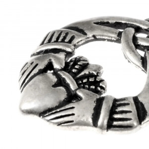 Pandantiv din bronz placat cu argint Claddagh cu nod celtic - Img 2