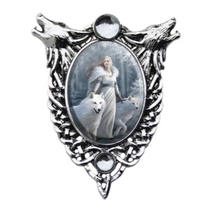 Pandantiv lupi si cristal alb Enchanted Cameos - Gardienii Iernii, 6.1 cm