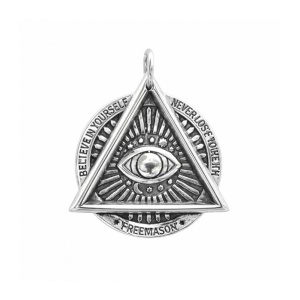 Pandantiv Masonic Ochiul Atotvazator din Otel Inoxidabil 304 – Talisman Protectie si Claritate, 41 mm