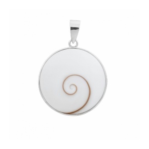 Pandantiv rotund din argint si scoica Ochiul lui Shiva 2.4 cm