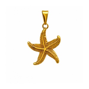 Pandantiv Stea de mare, inox 304 auriu – regenerare si speranta, 2.7 cm