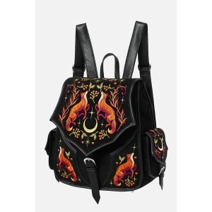 Rucsac gotic din piele intoarsa ecologica cu broderie Mystic Fox - Img 2